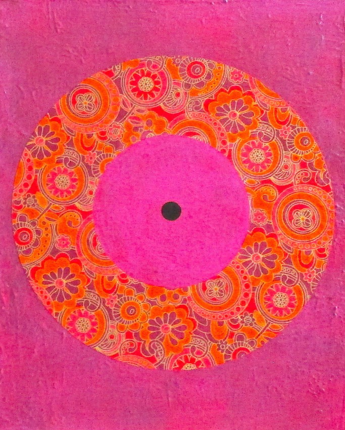 Focal Point (1), acrylic, collage on canvas, 16" x 20", $550