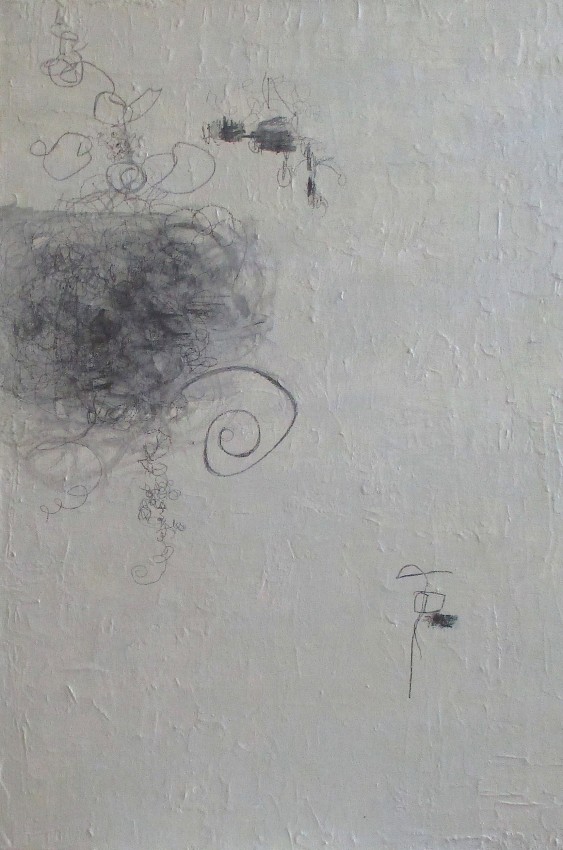 Buddha And Me, acrylic and graphite on canvas, 24" x 36", $1,450