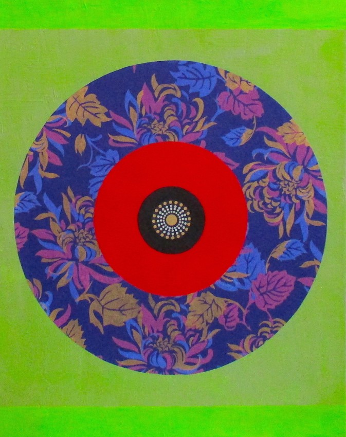 Wisdom Circle 1, acrylic on canvas, collage, 16" x 20", $700