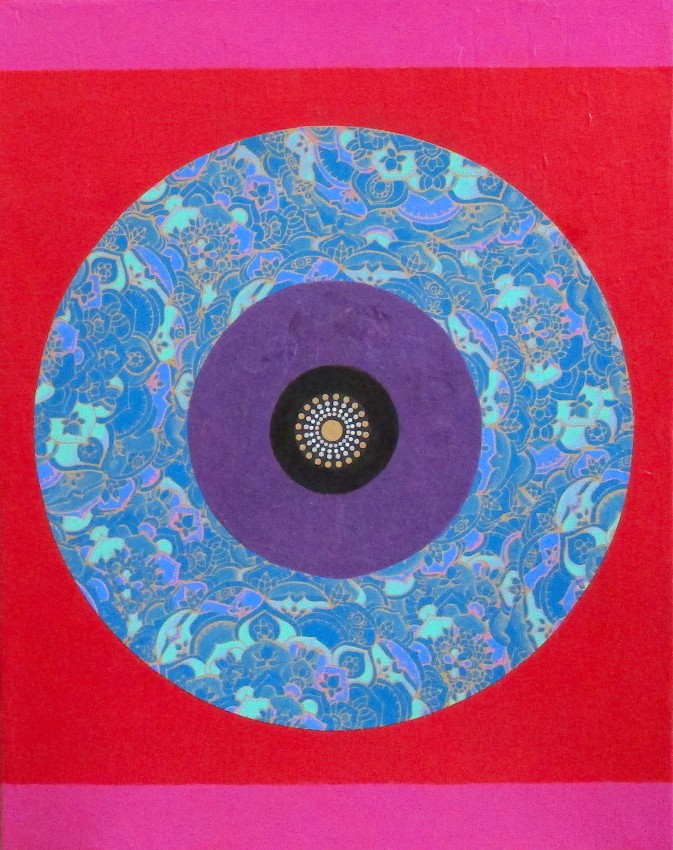 Wisdom Circle 3, acrylic on canvas, collage, 16" x 20", $700