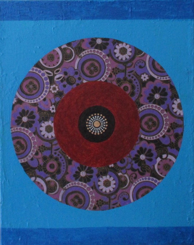 Wisdom Circle 6, acrylic on canvas, collage, 16" x 20", $700